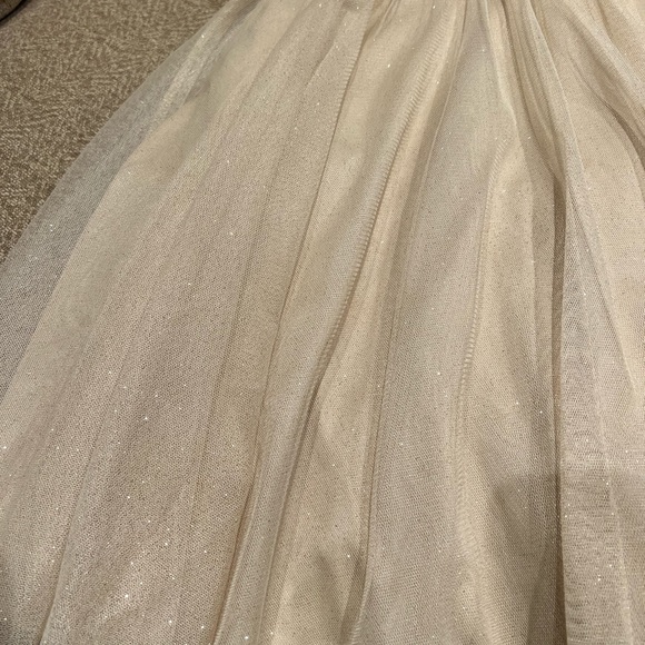 Gold Evening Dress with Sequins and Glittering Tulle skirt - Picture 3 of 5